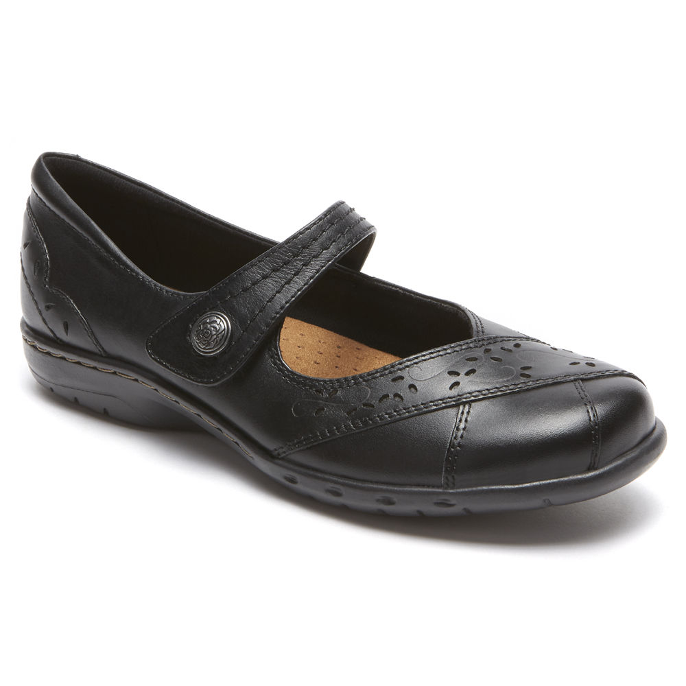 Rockport Womens Flats Black - Cobb Hill Petra Mary Jane - UK 510-CJMBKP